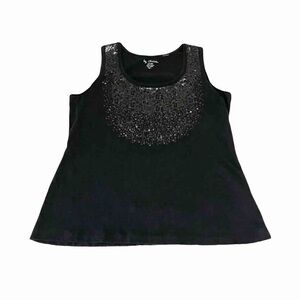 Chico’s Black Sequins Tank Top Sleeveless Shell Pullover Size M